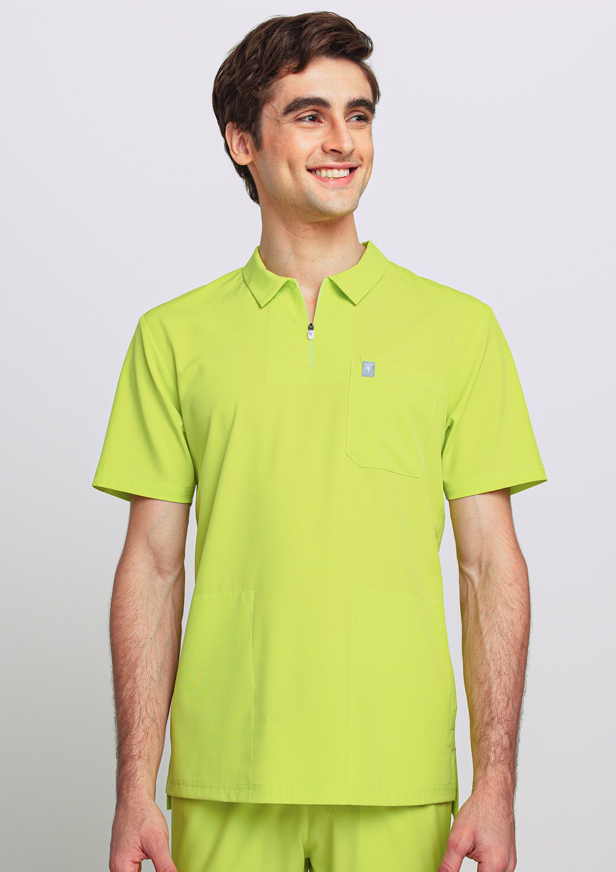 Zip-Up Polo MoveTech® Scrub Top - Men / Atomic Yellow