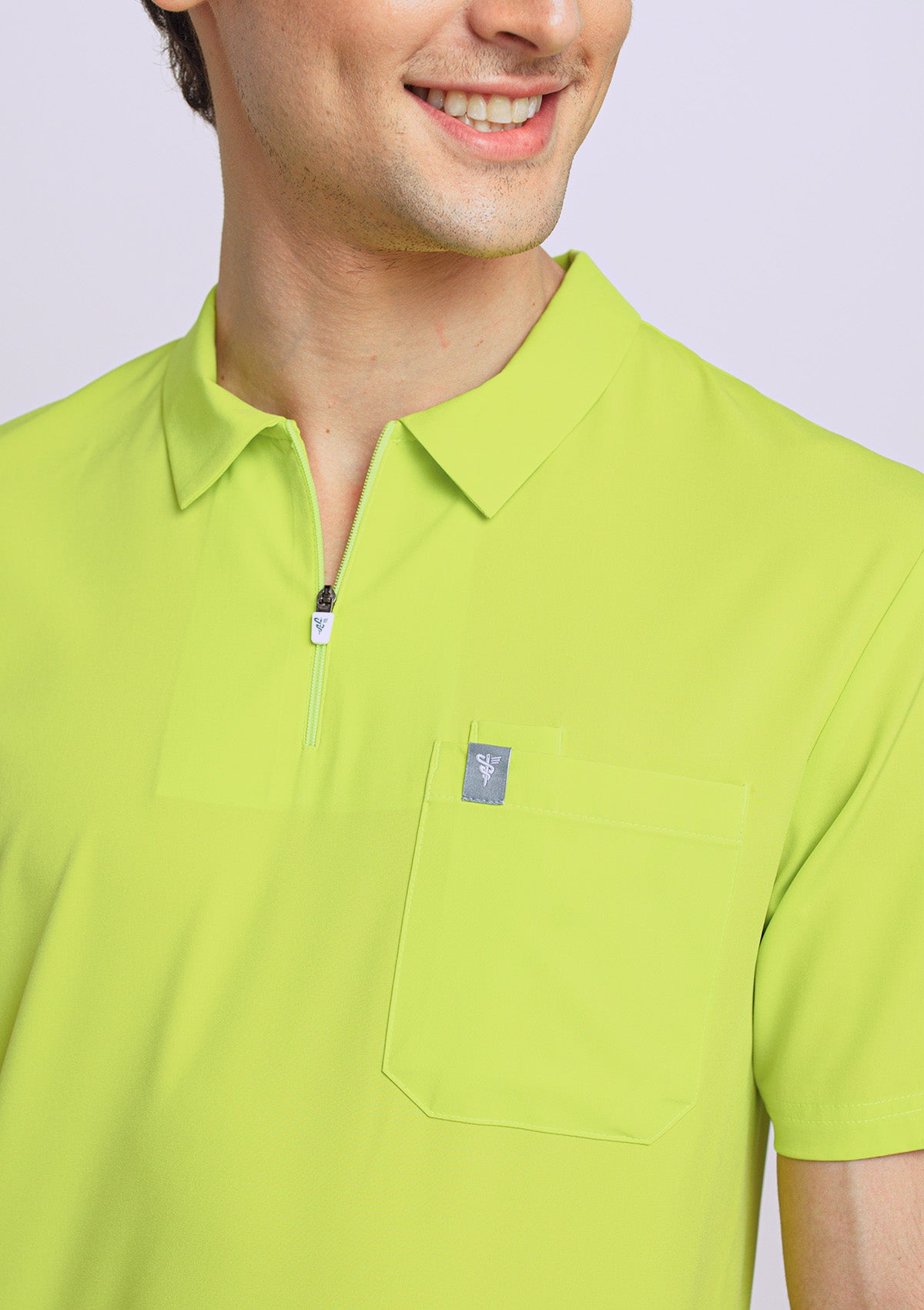 Zip-Up Polo MoveTech® Scrub Top - Men / Atomic Yellow