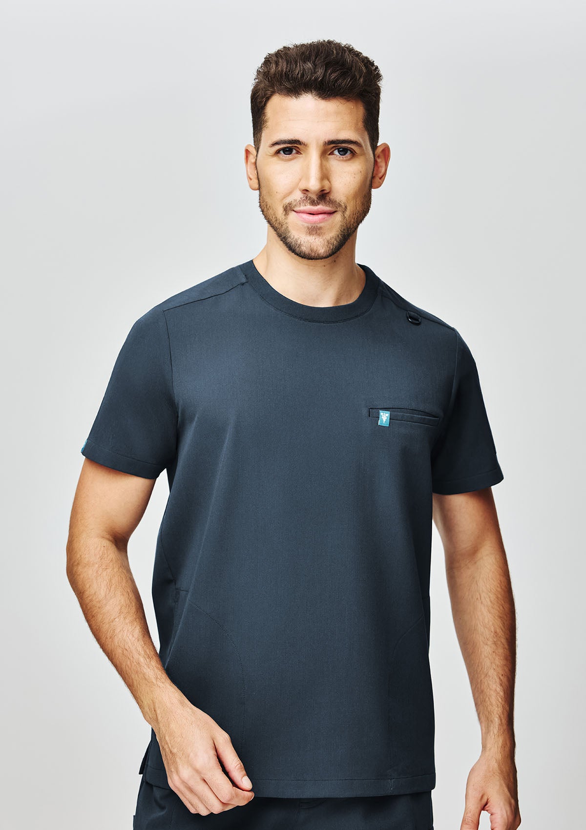 Ribbed Round Neck Scrub Top - Men / Midnight