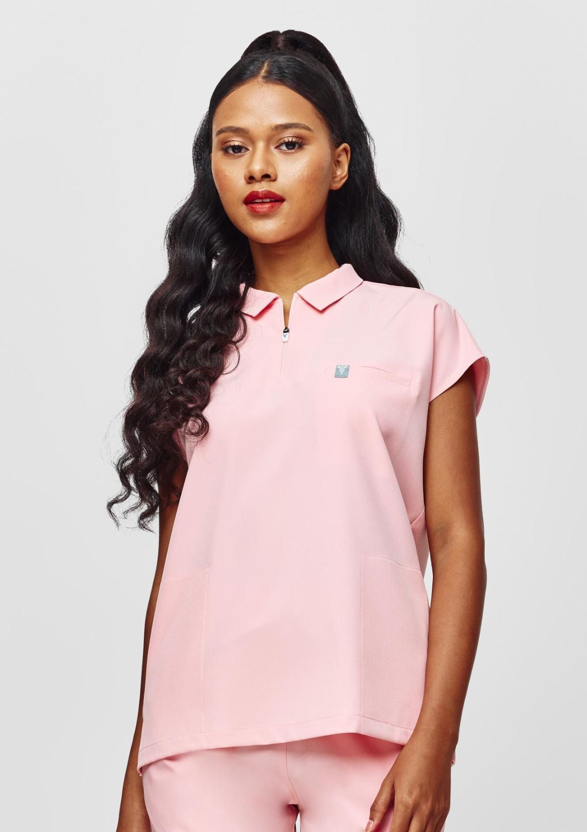 Zip Up Polo MoveTech® Scrub Top - Women / Taffy