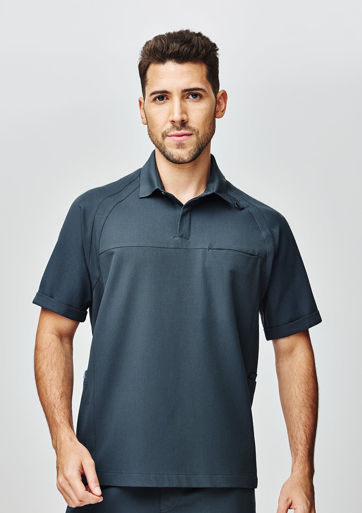 Ribbed Polo Scrub Top - Men / Midnight