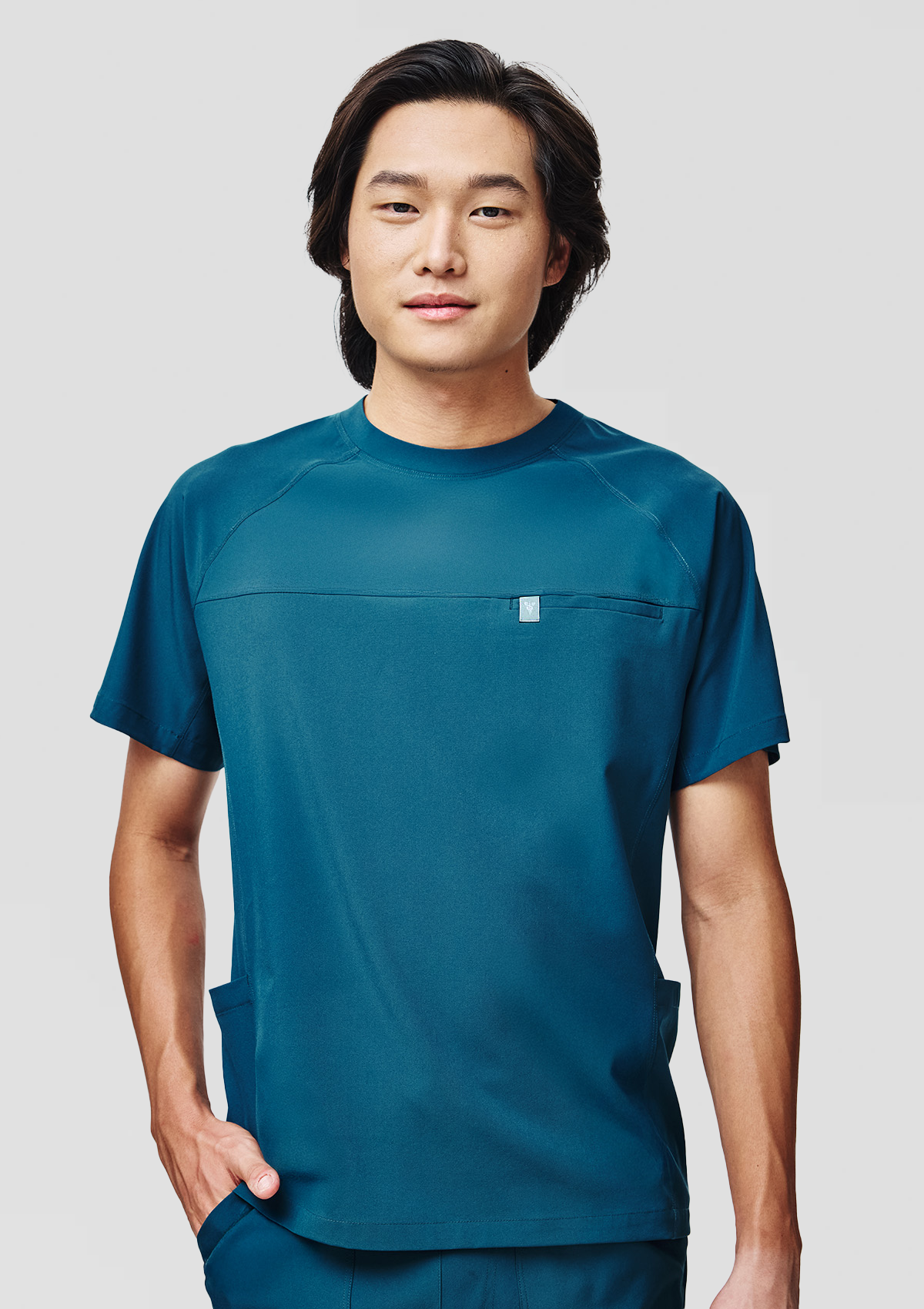 Round Neck MoveTech® Scrub Top Core+ - Men / Pacific Tide