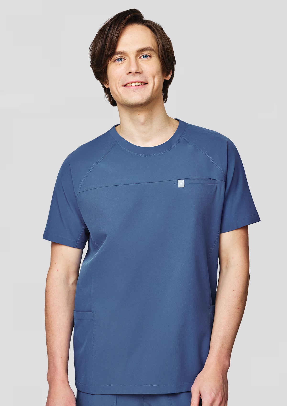 Round Neck MoveTech® Scrub Top Core+ - Men / Steel Blue