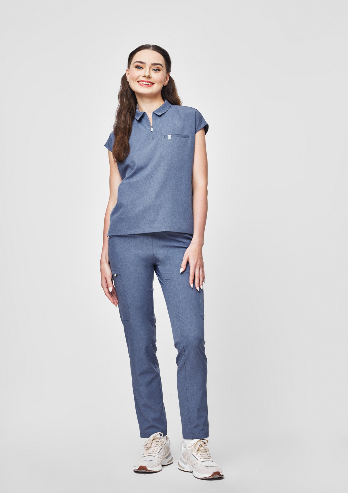 Zip-Up Polo MoveTech® Matrix Scrub Top - Women / Slate