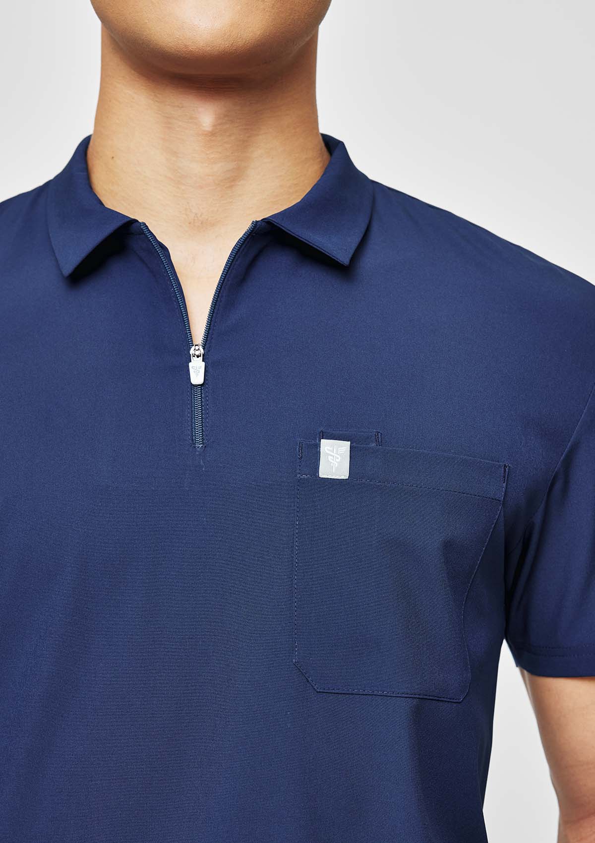 Zip-Up Polo MoveTech® Scrub Top - Men / Navy