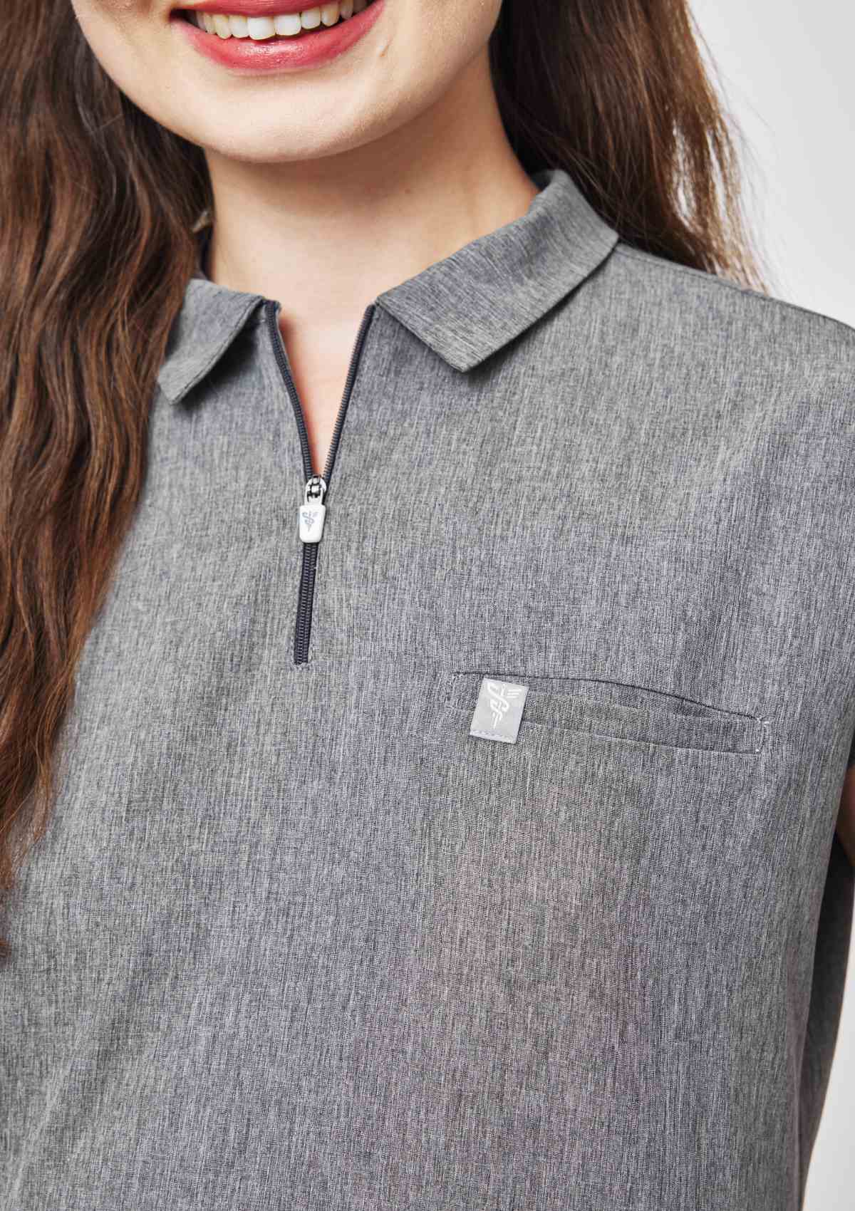 Zip-Up Polo MoveTech® Matrix Scrub Top - Women / Carbon