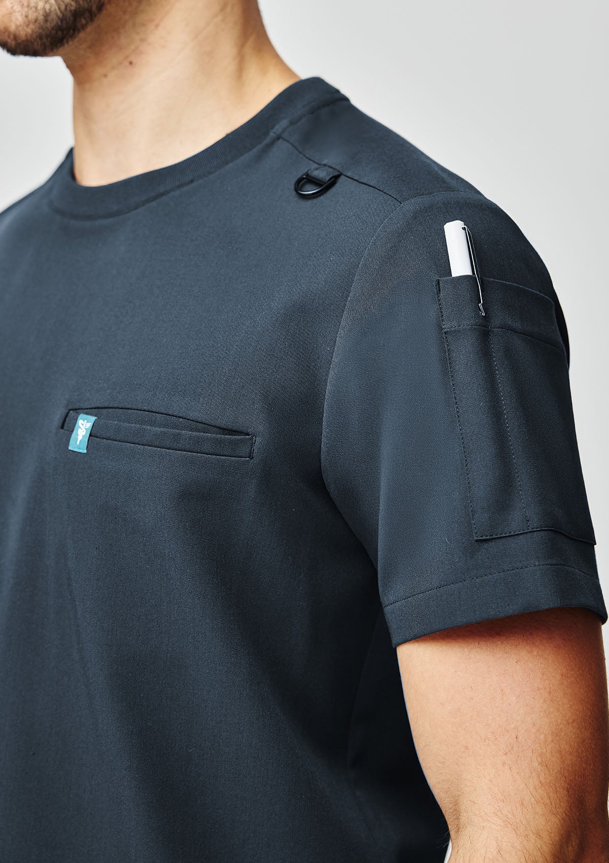 Ribbed Round Neck Scrub Top - Men / Midnight