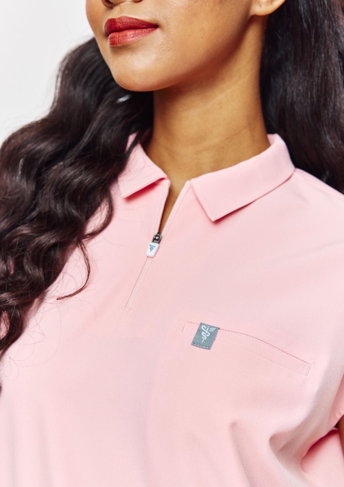 Zip Up Polo MoveTech® Scrub Top - Women / Taffy