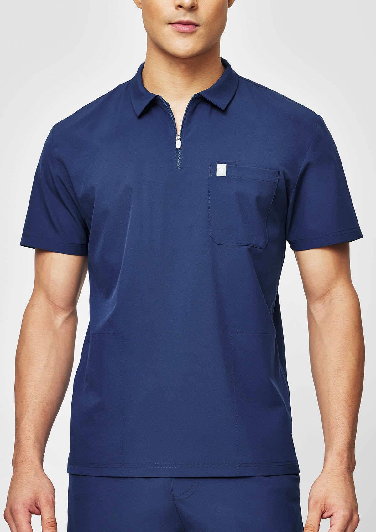 Zip-Up Polo MoveTech® Scrub Top - Men / Navy