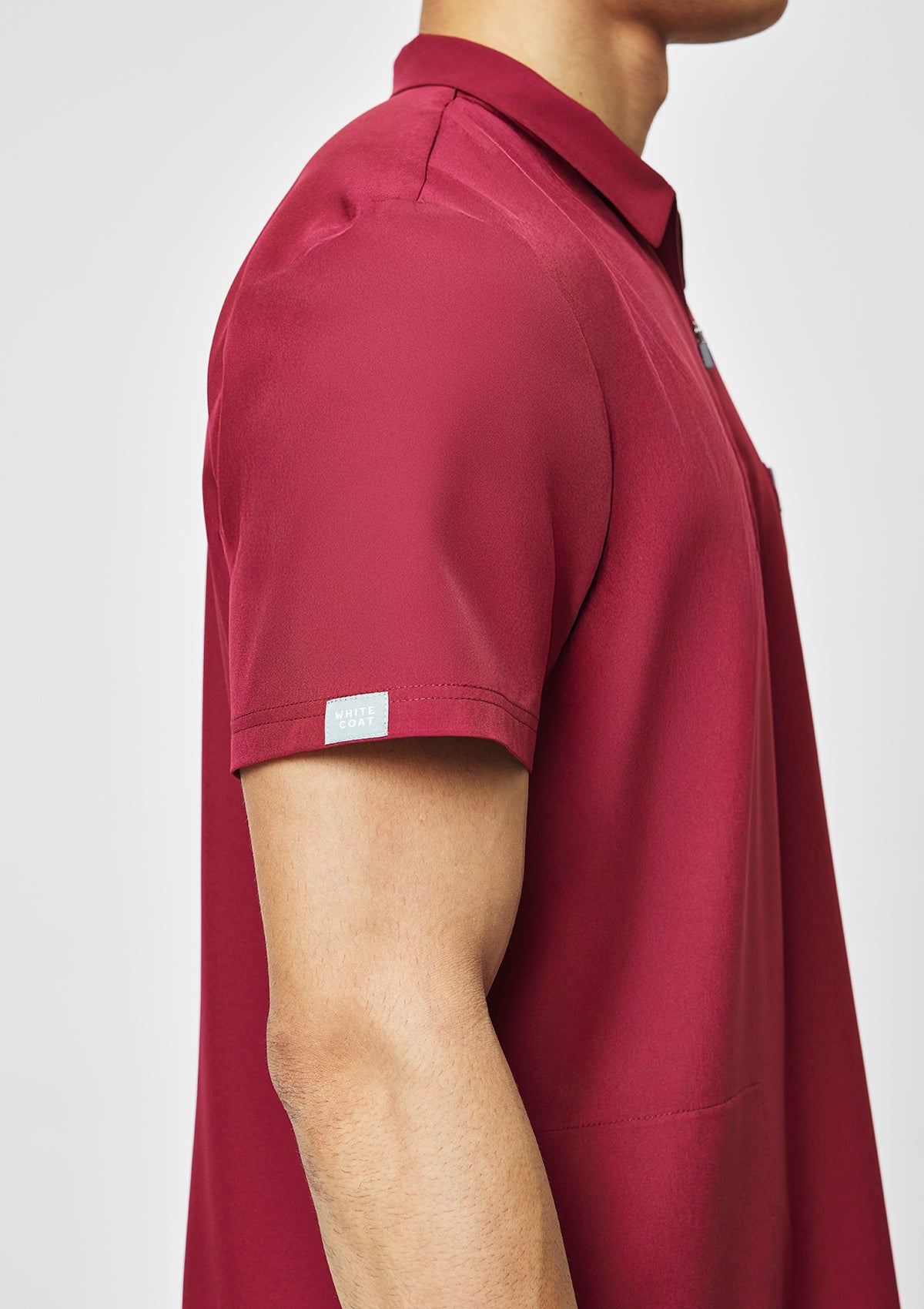 Zip-Up Polo MoveTech® Scrub Top - Men / Garnet