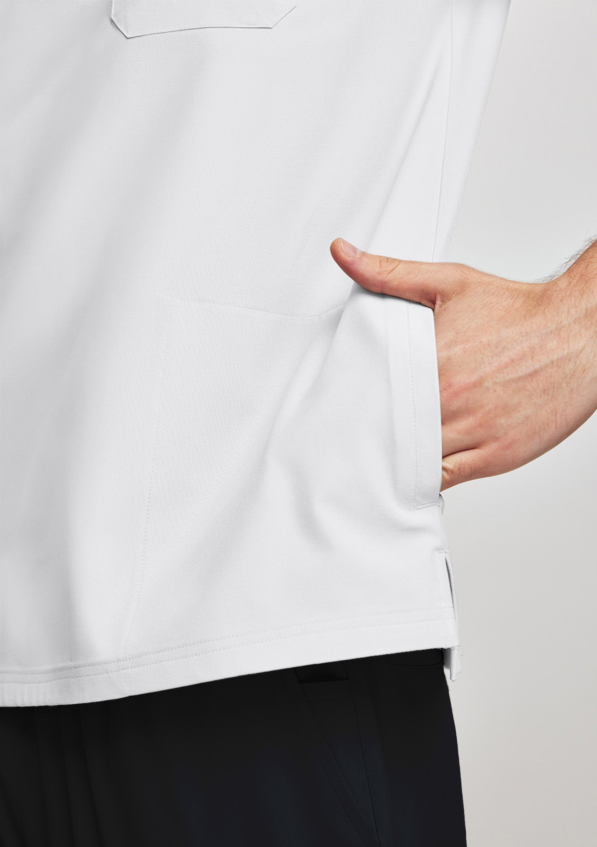 Zip-Up Polo MoveTech® Scrub Top - Men / Industrial White