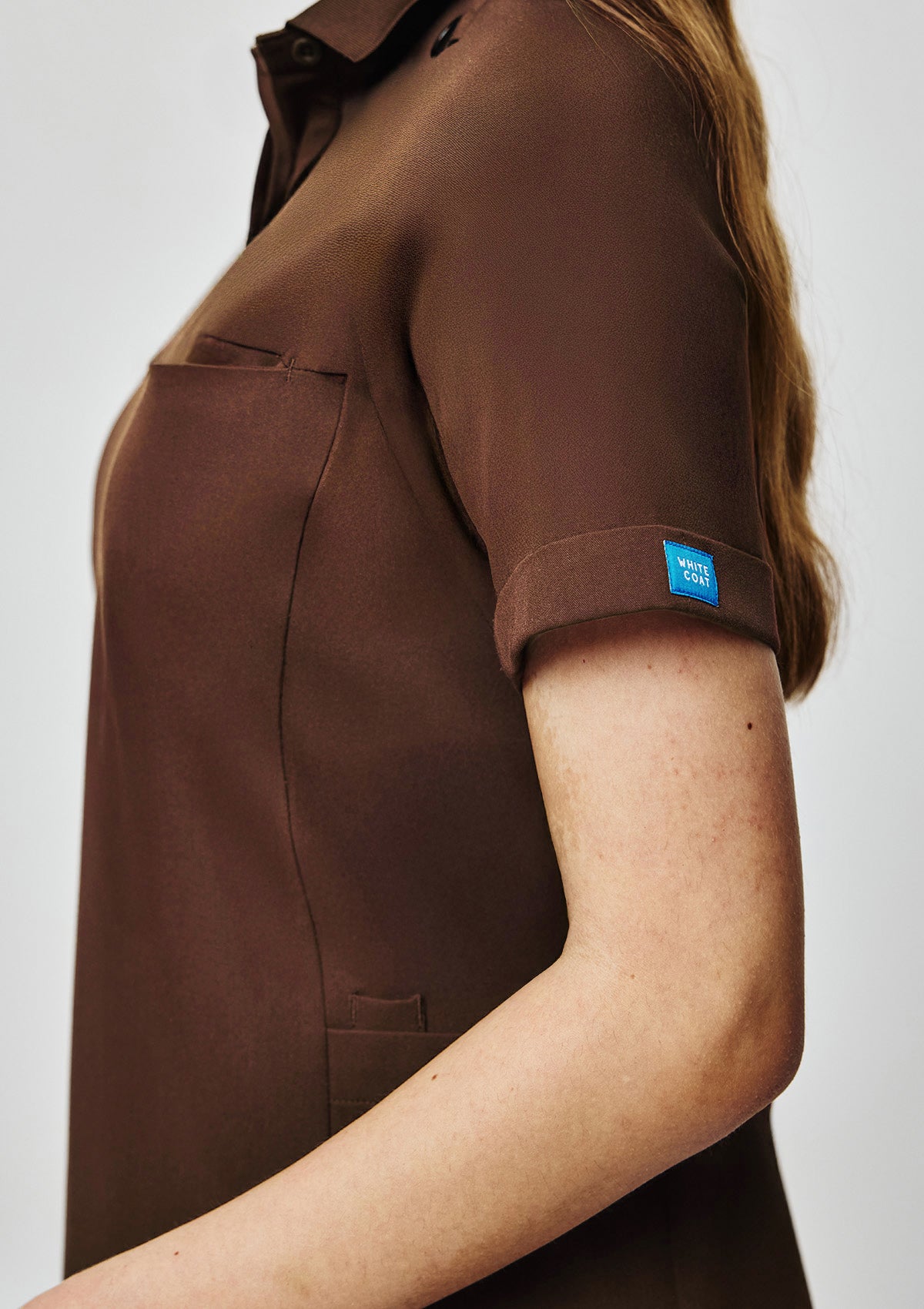 Ribbed Polo Scrub Top - Women / Dark Cacao