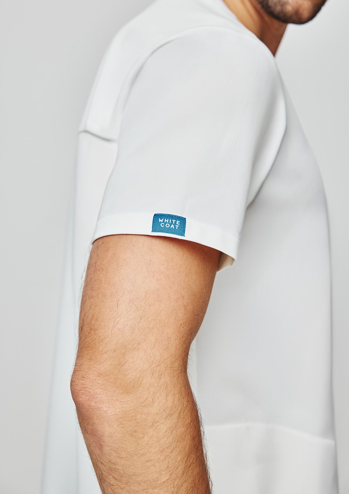 Ribbed Round Neck Scrub Top - Men / Ivory White