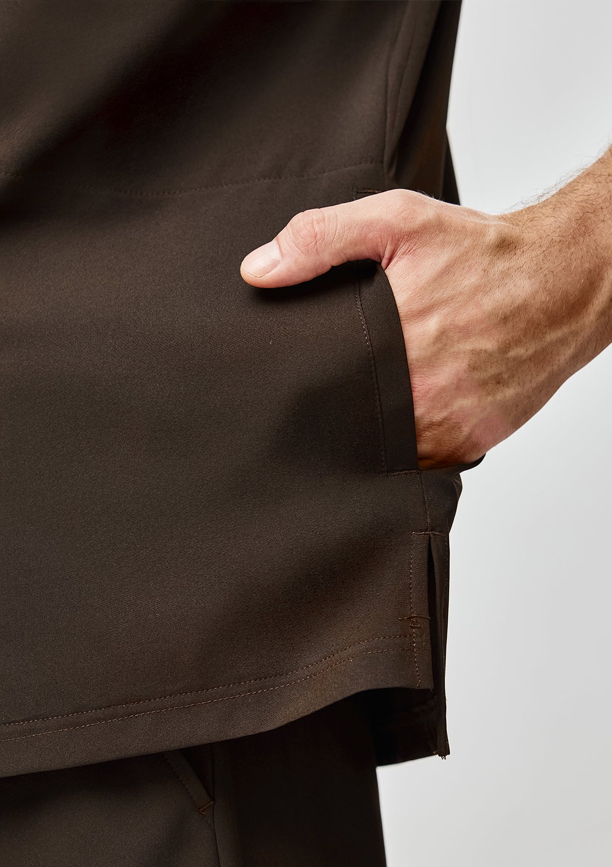 Zip-Up Polo MoveTech® Scrub Top - Men / Espresso