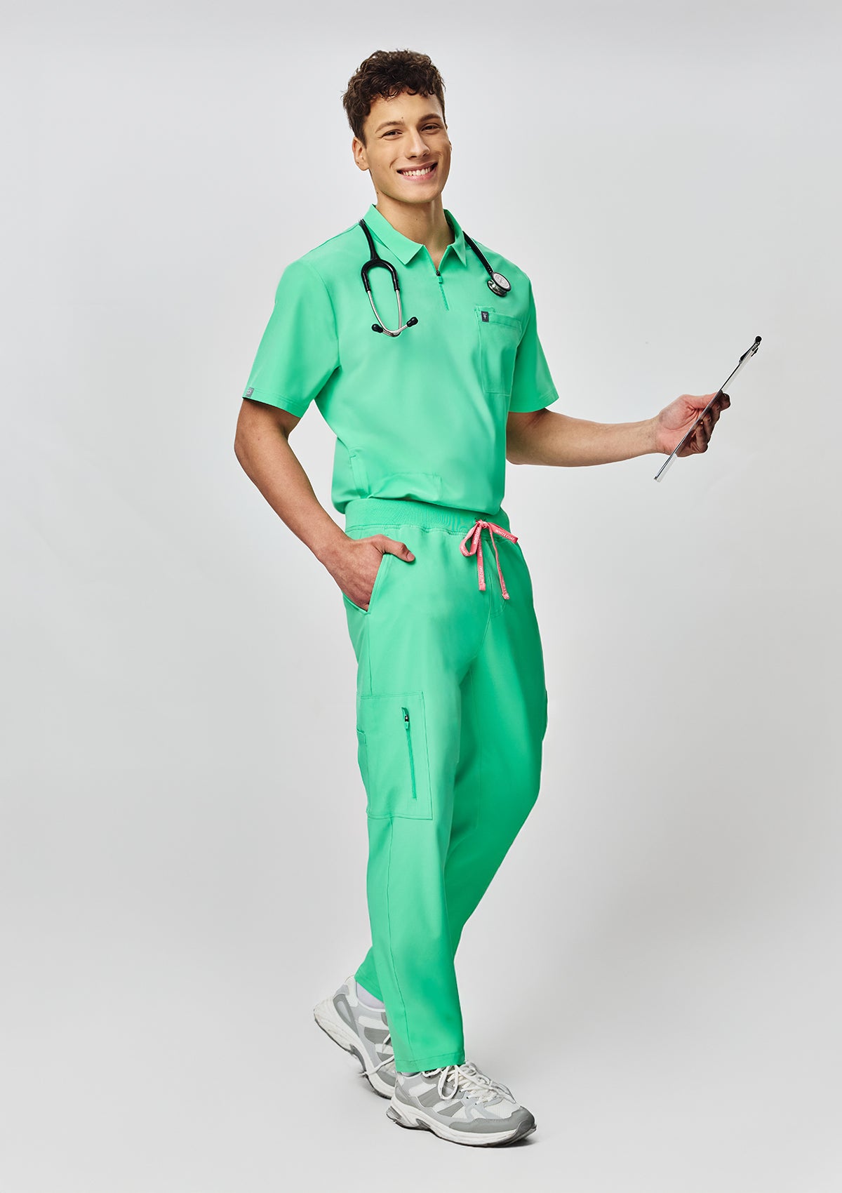 Ribbed Straight Cut MoveTech® Scrub Pants Core+ - Men / Cool Mint