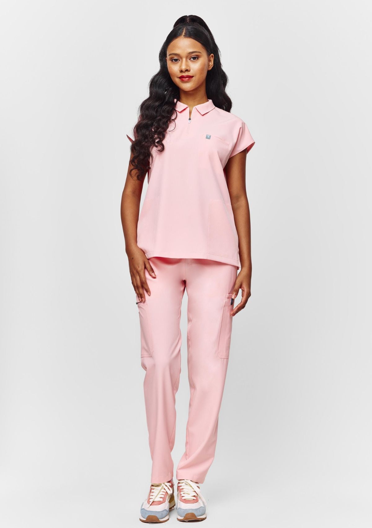 Zip Up Polo MoveTech® Scrub Top - Women / Taffy