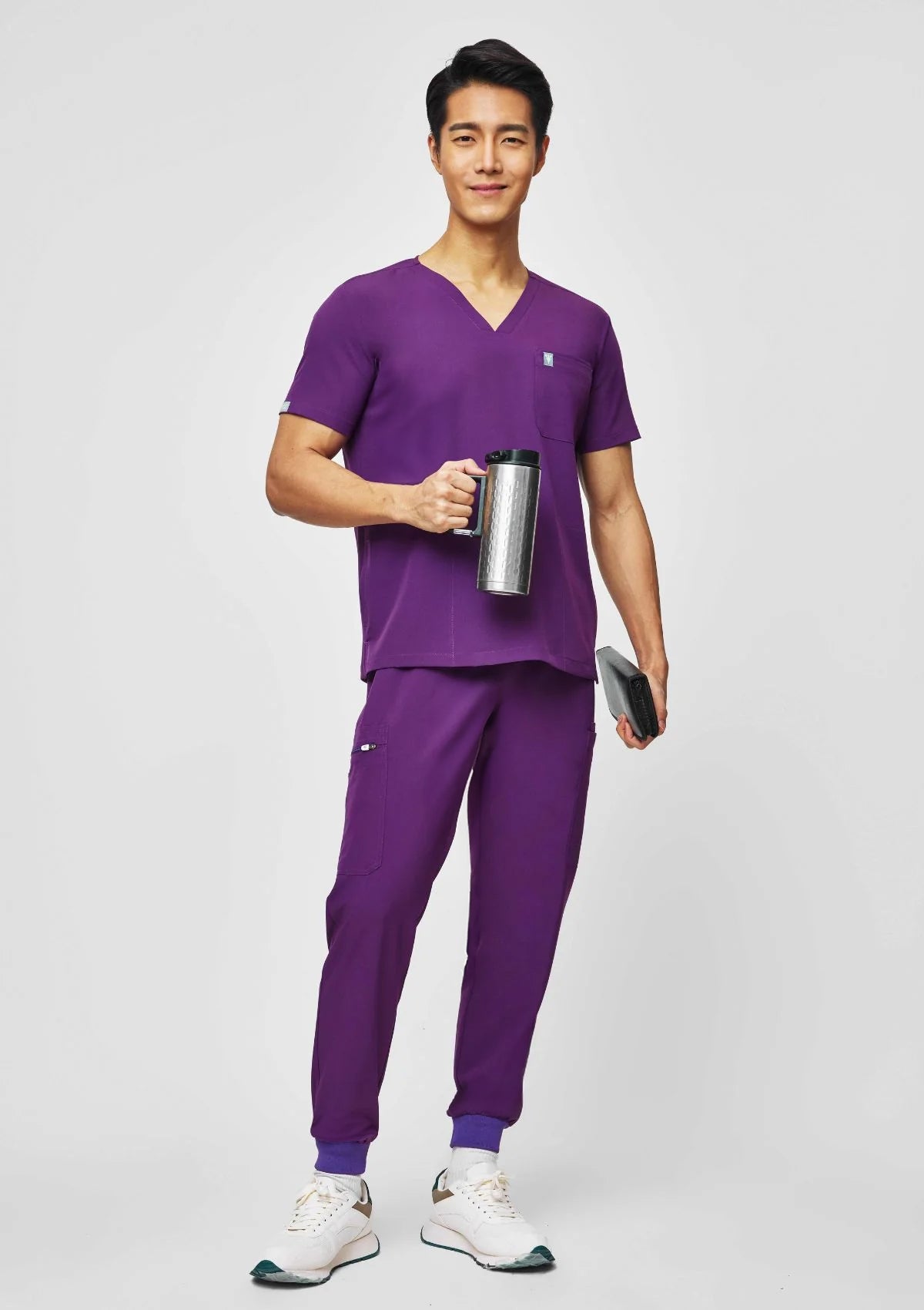 4-Pocket MoveTech® Scrub Top - Men / Plum