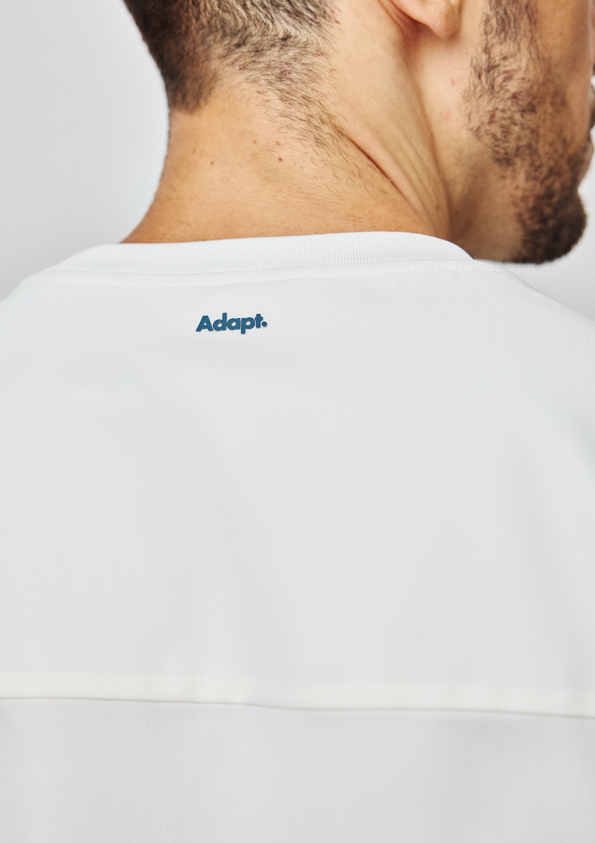 Ribbed Round Neck Scrub Top - Men / Ivory White