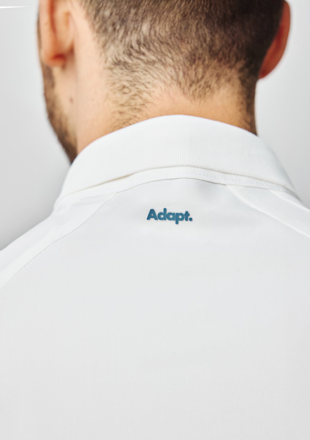 Ribbed Polo Scrub Top - Men / Ivory White