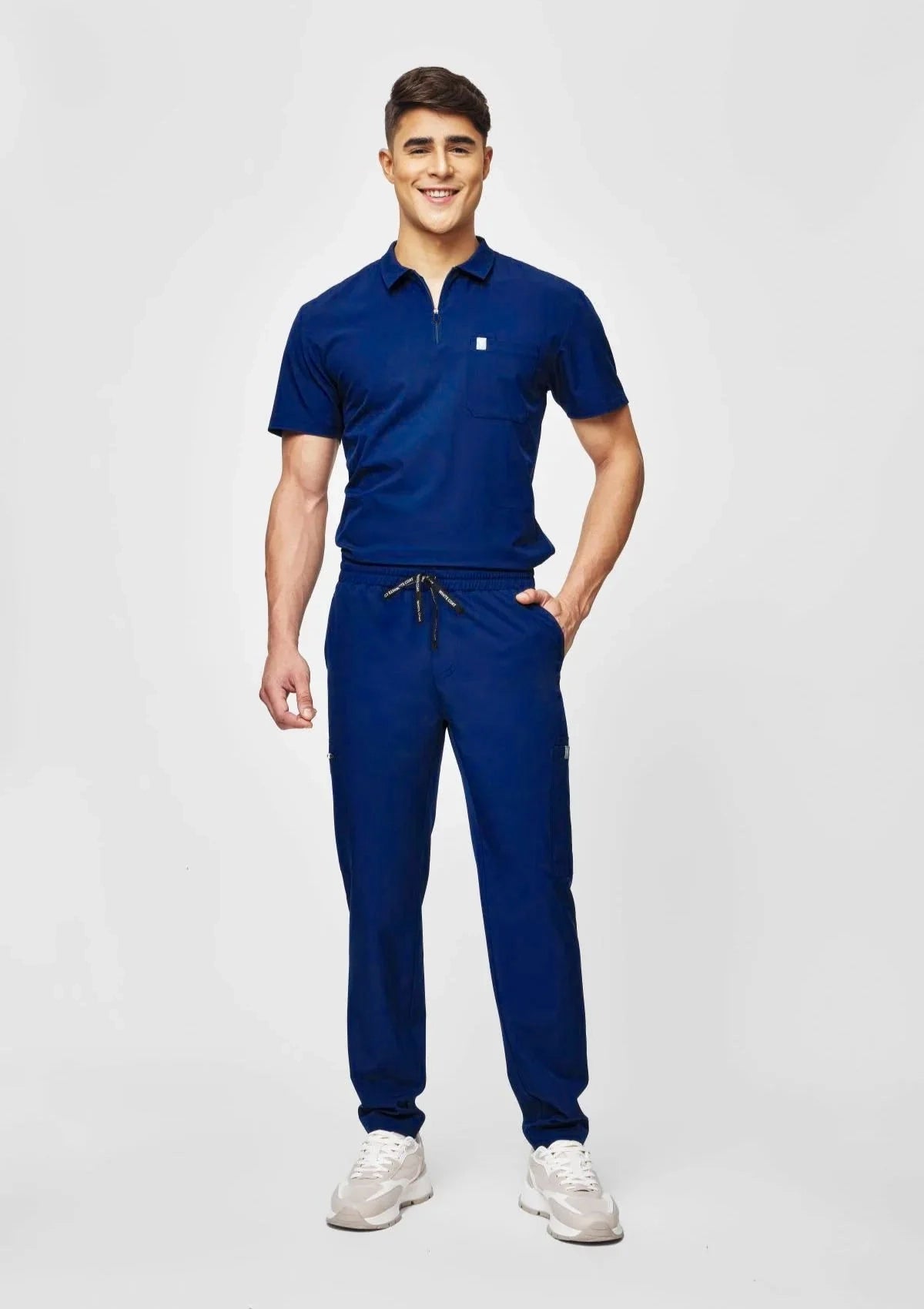 Zip-Up Polo MoveTech® Scrub Top - Men / Navy