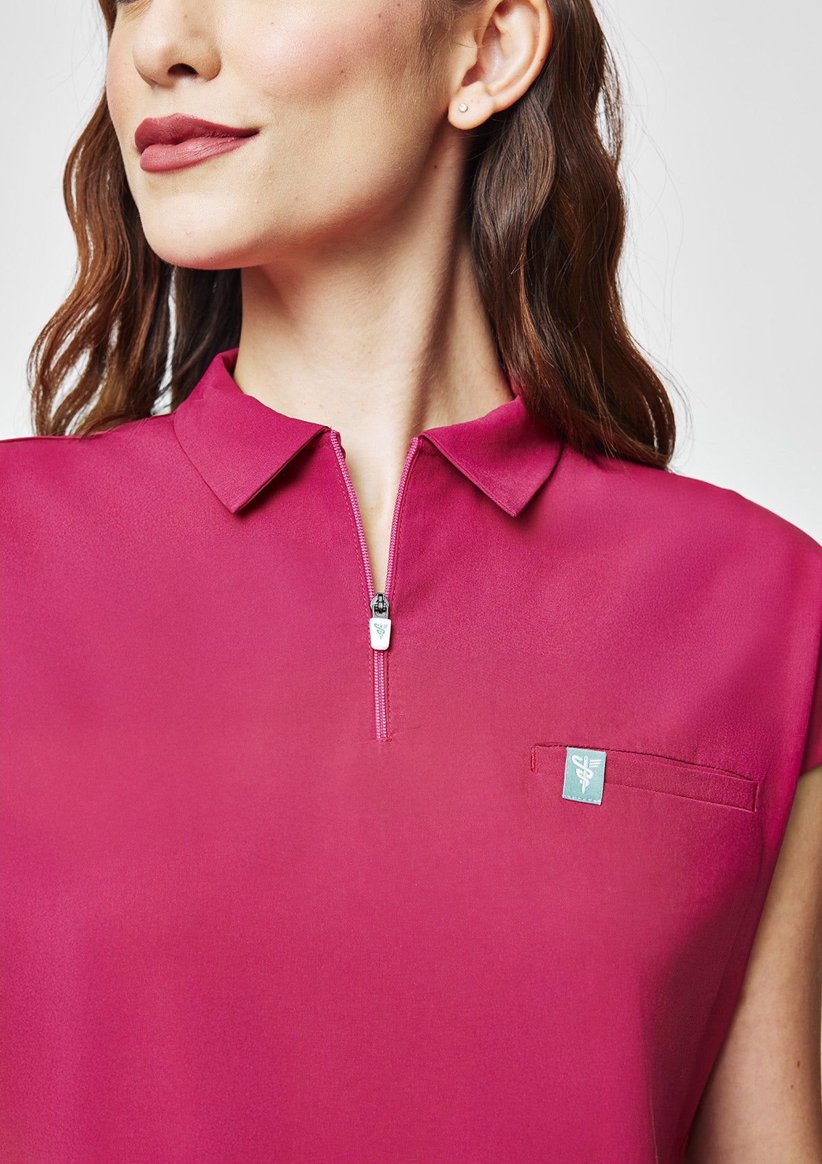 Zip-Up Polo MoveTech® Scrub Top - Women / Orchid Crush