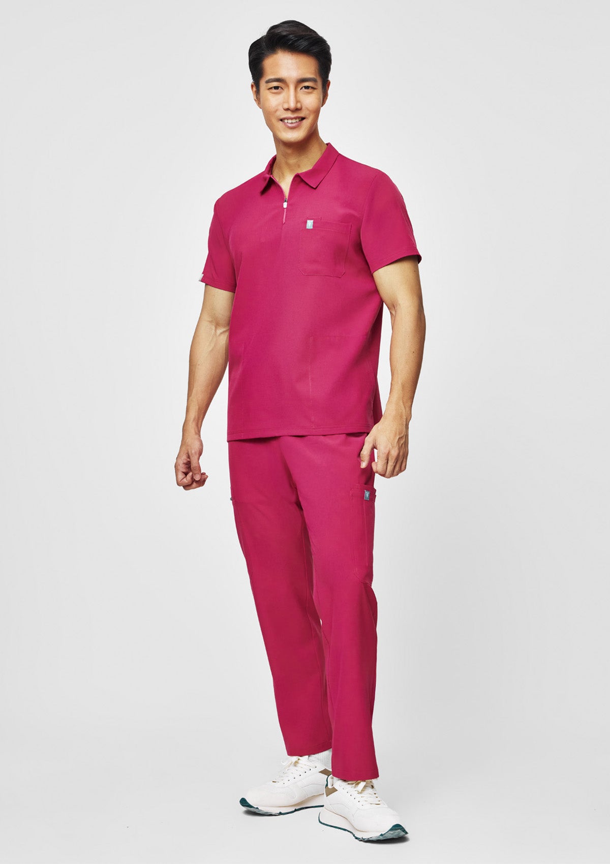 Zip-Up Polo MoveTech® Scrub Top - Men / Orchid Crush