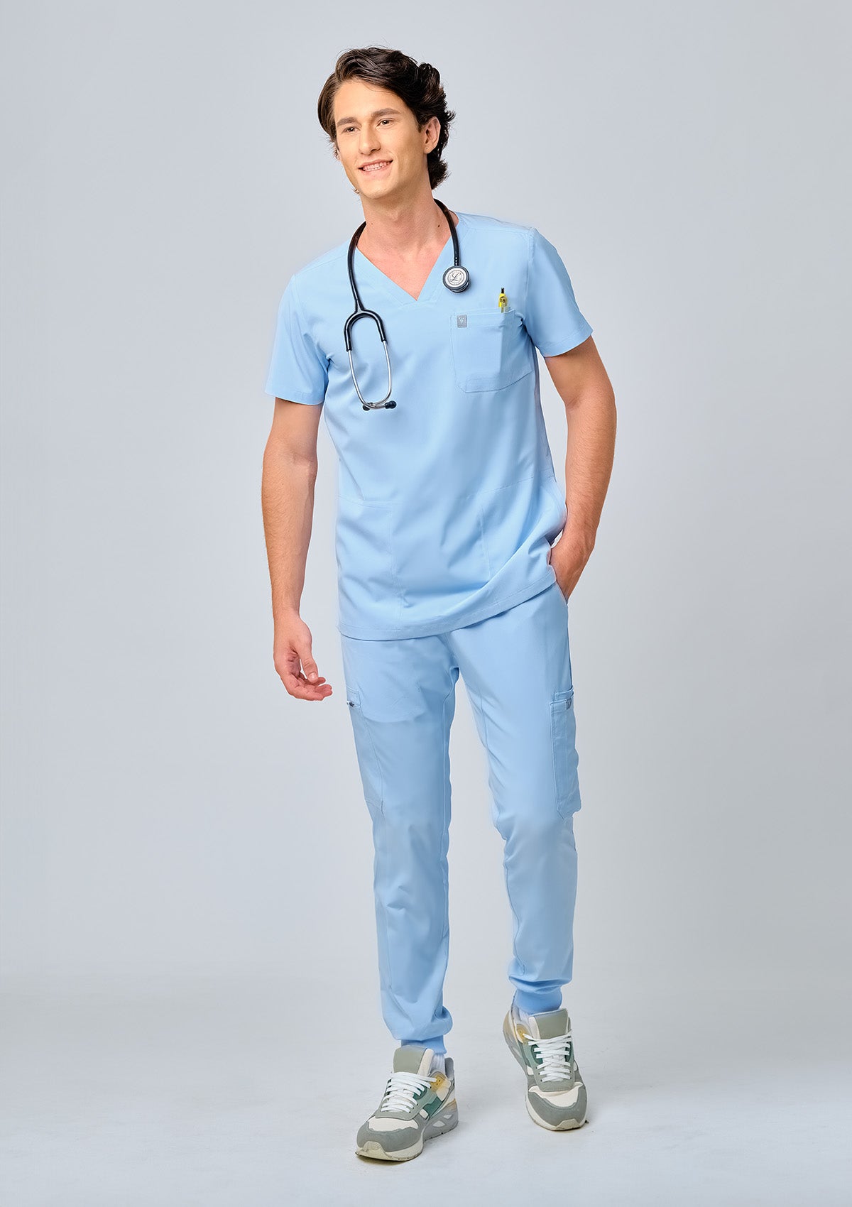 4-Pocket MoveTech® Scrub Top - Men / Blue Sky