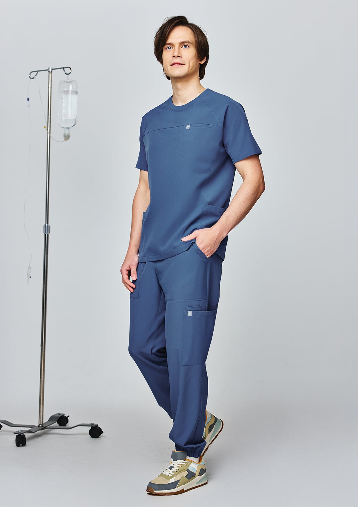 Round Neck MoveTech® Scrub Top Core+ - Men / Steel Blue
