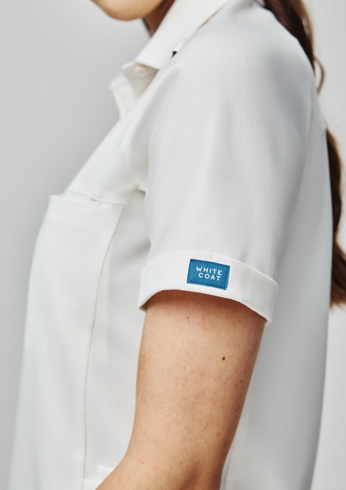 Ribbed Polo Scrub Top - Women / Ivory White