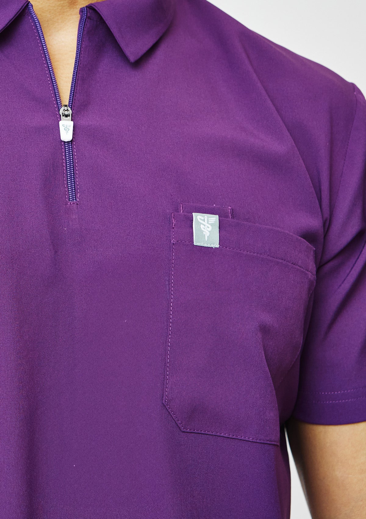 Zip-Up Polo MoveTech® Scrub Top - Men / Plum