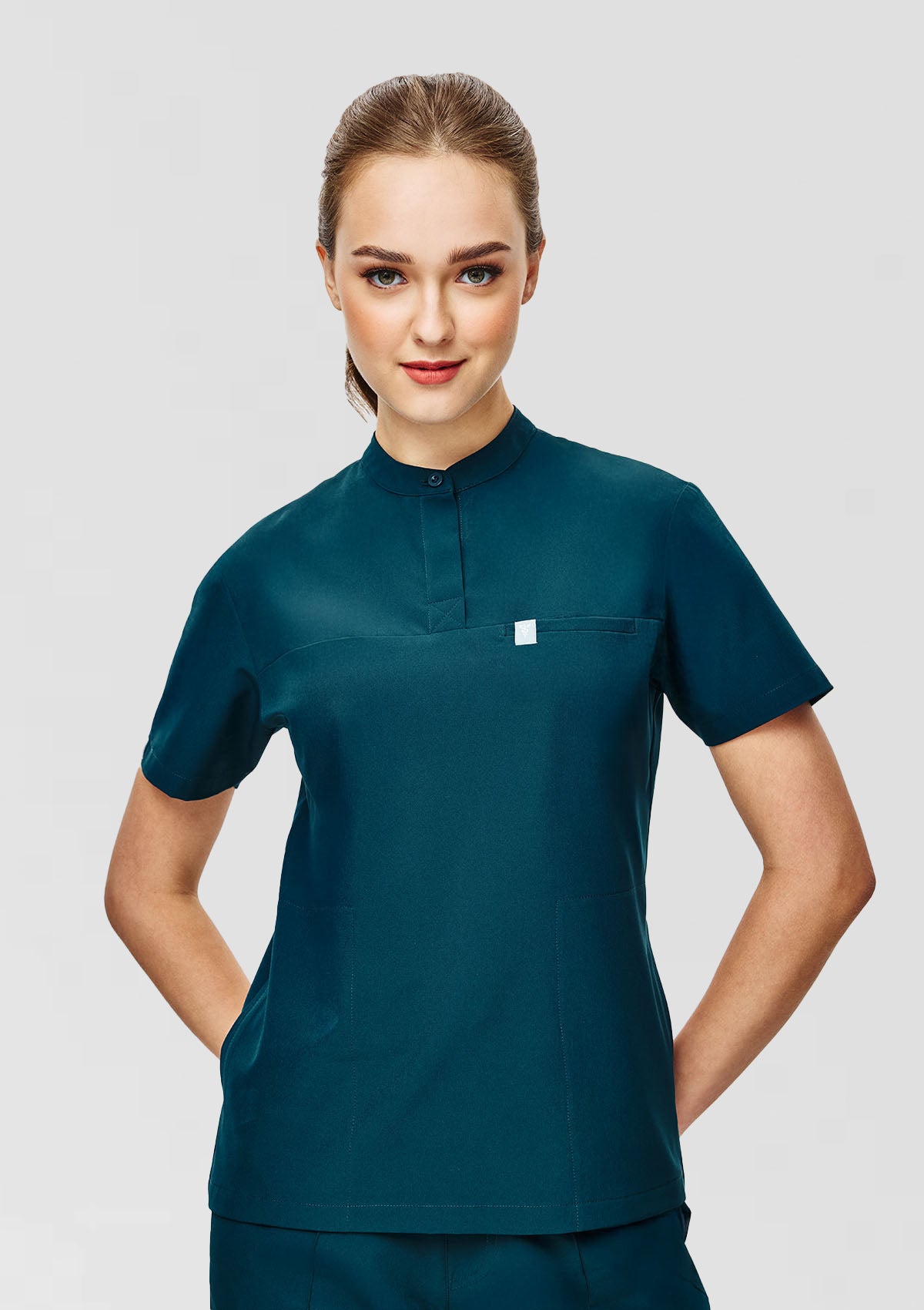 Band Collar MoveTech® Scrub Top Core+ - Women / Deep Teal