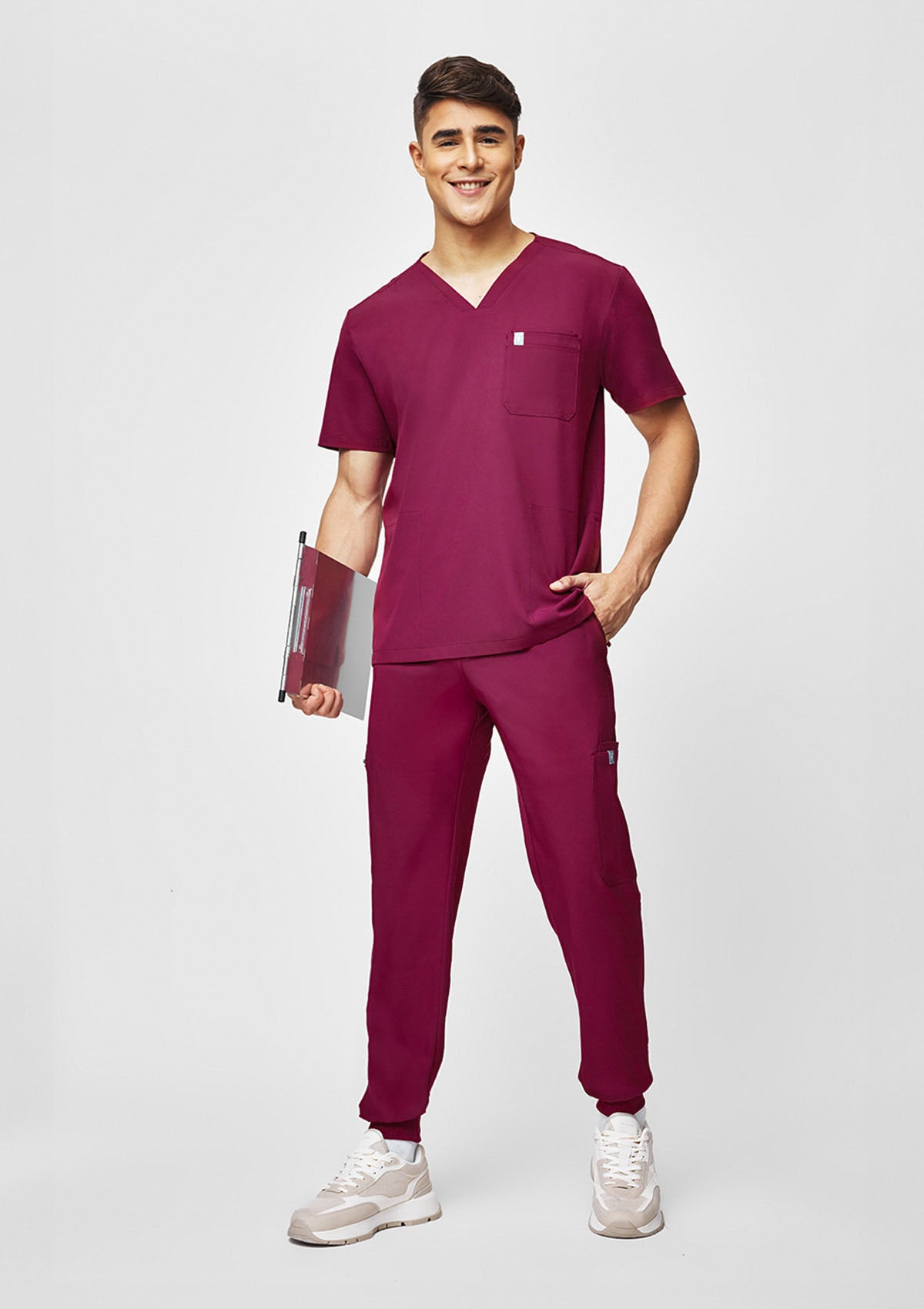 4-Pocket MoveTech® Scrub Top - Men / Garnet