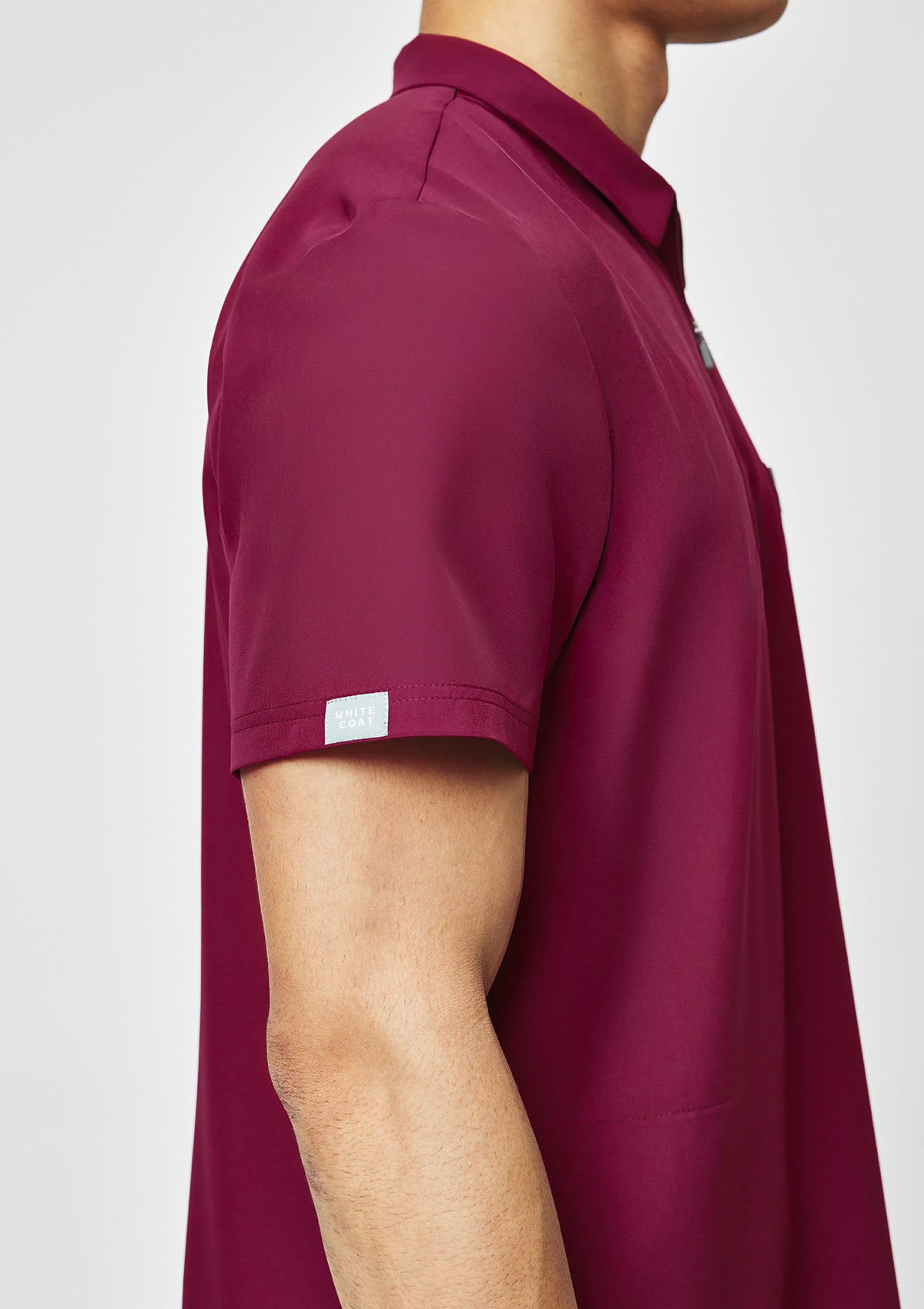 Zip-Up Polo MoveTech® Scrub Top - Men / Garnet