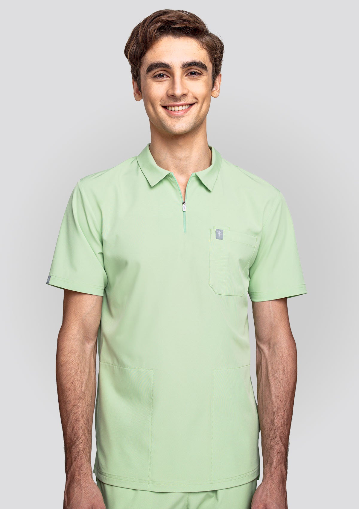Zip-Up Polo MoveTech® Scrub Top - Men / Lime
