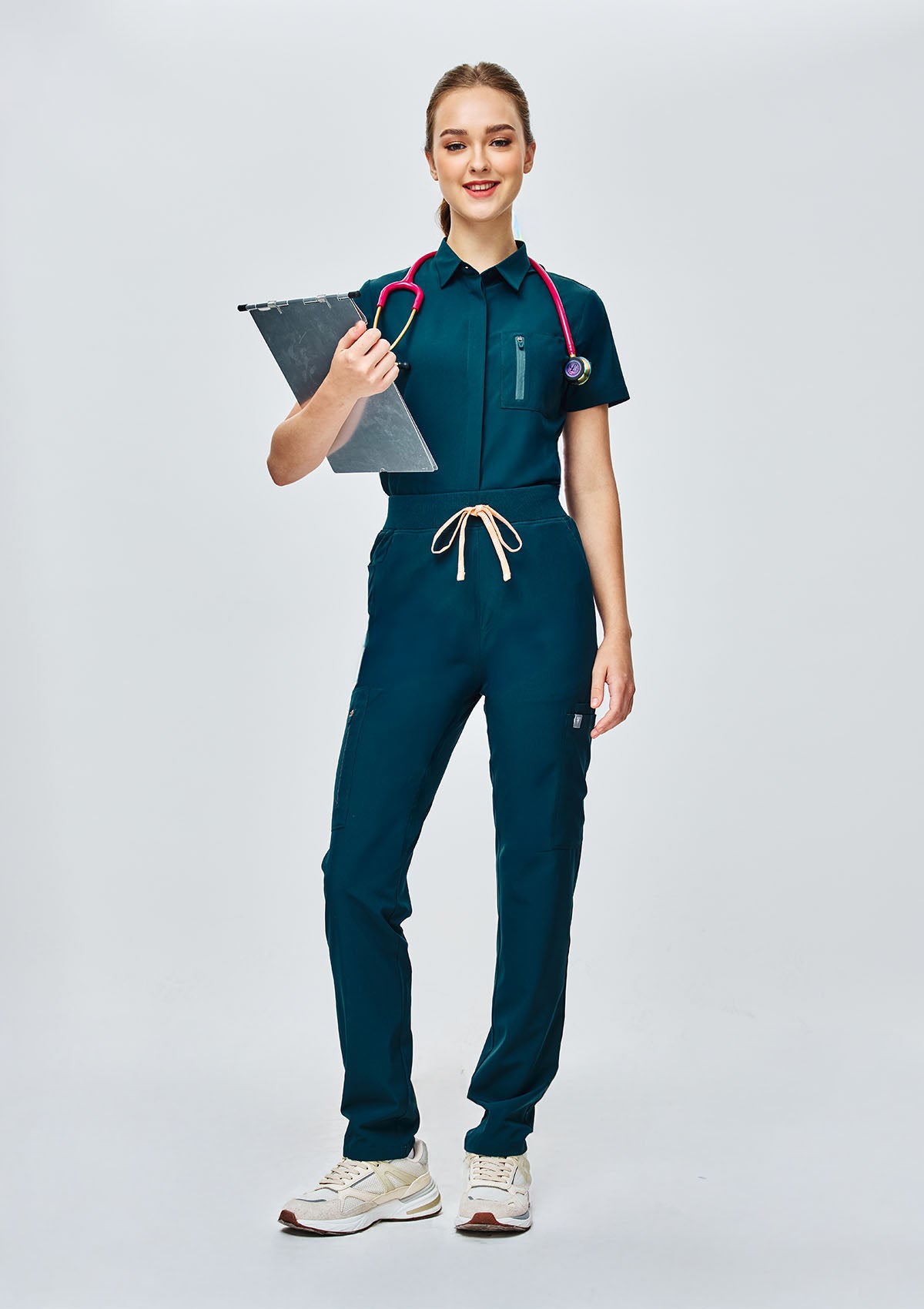 Ribbed Straight Cut MoveTech® Scrub Pants Core+ - Women / Deep Teal