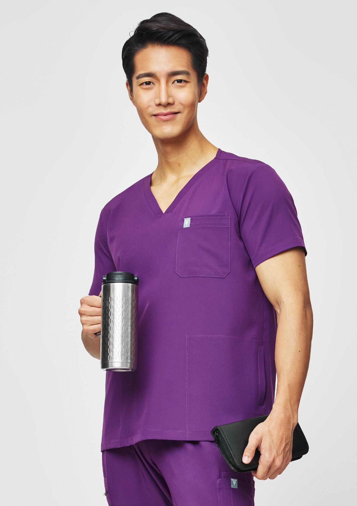 4-Pocket MoveTech® Scrub Top - Men / Plum