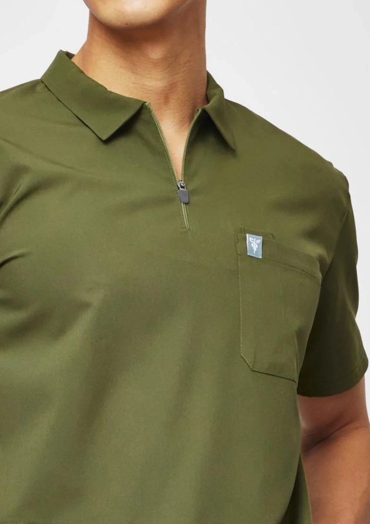 Zip-Up Polo MoveTech® Scrub Top - Men / Forest Green
