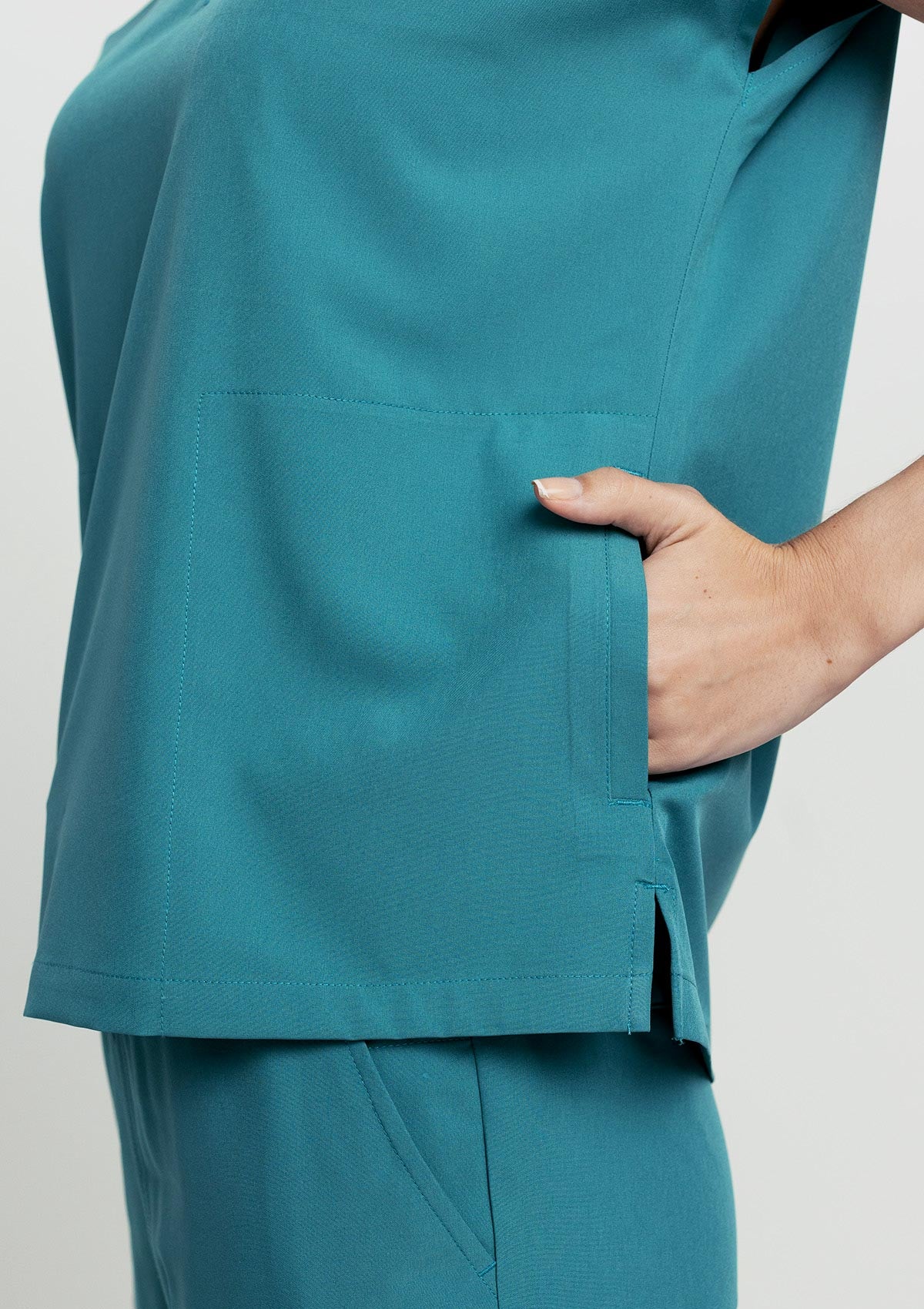 Zip-Up Polo MoveTech® Scrub Top - Women / Seafoam