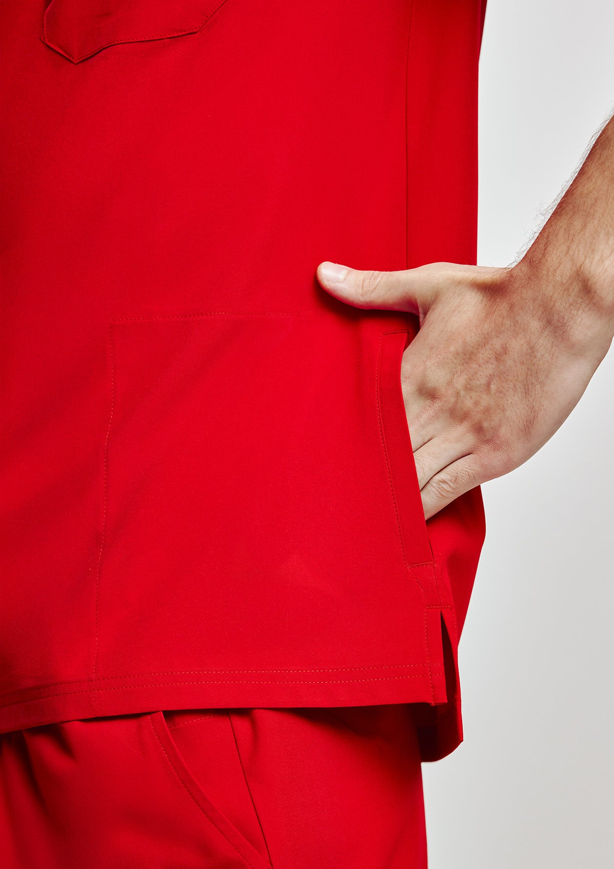 Zip-Up Polo MoveTech® Scrub Top - Men / Cherry Pop