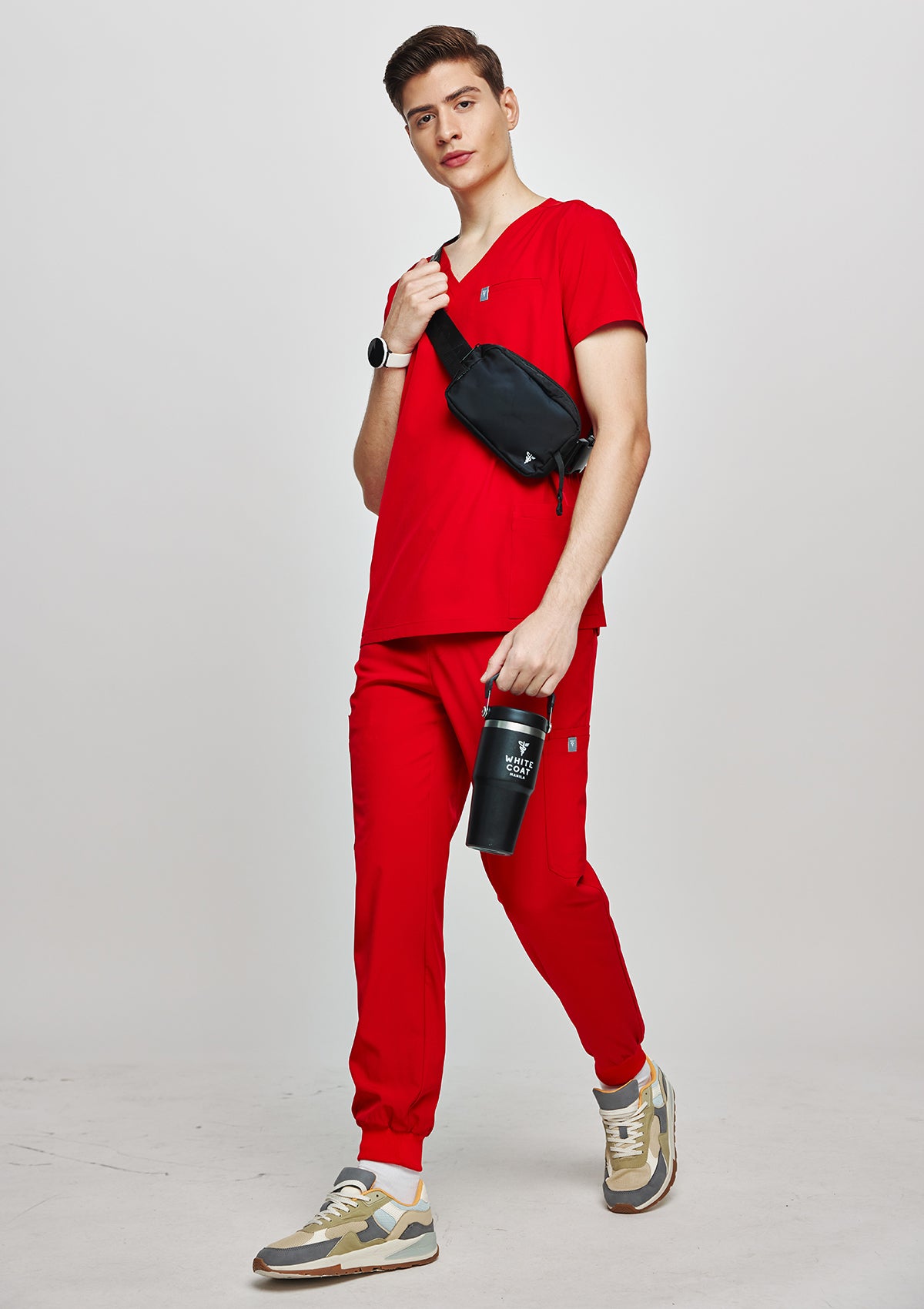 5-Pocket MoveTech® Scrub Top - Men / Cherry Pop