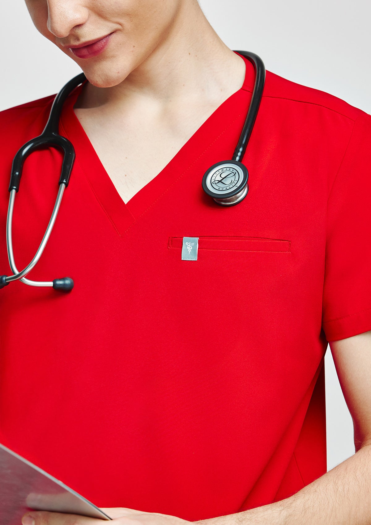 5-Pocket MoveTech® Scrub Top - Men / Cherry Pop