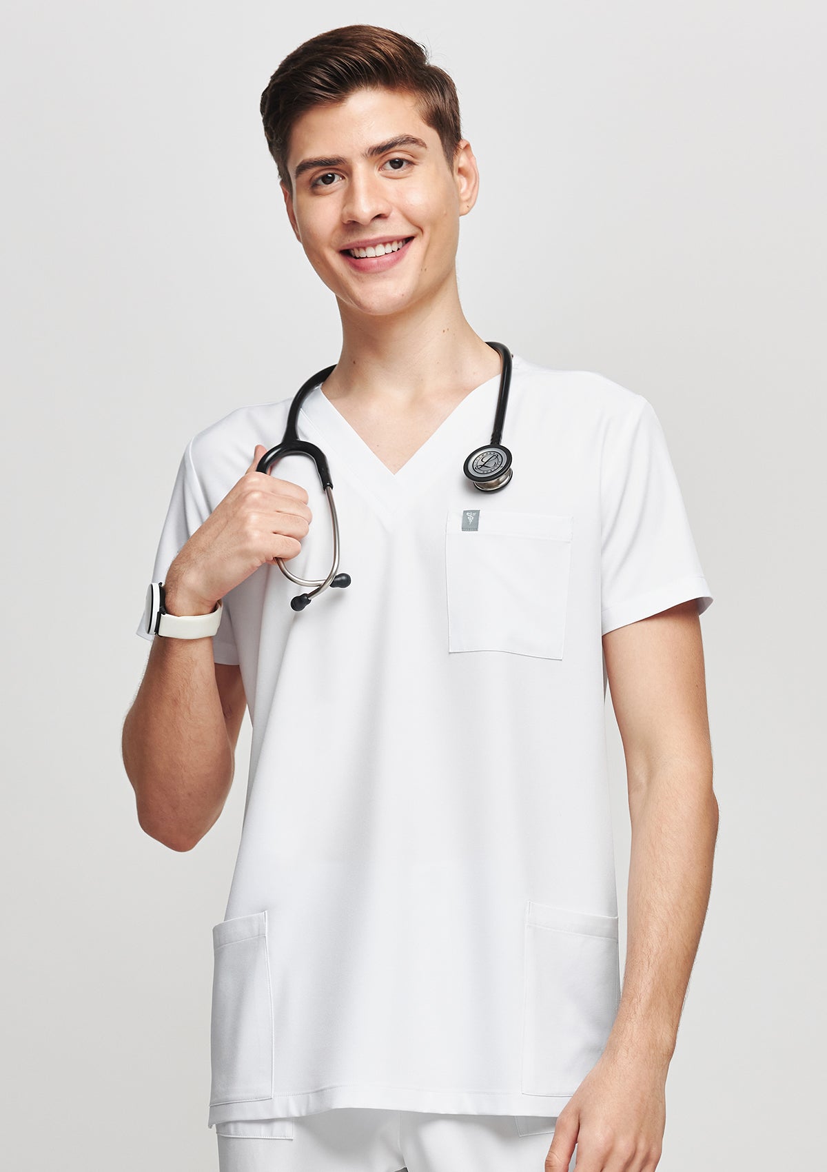 3-Pocket MoveTech® Scrub Top - Men / Industrial White