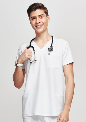 3-Pocket MoveTech® Scrub Top - Men / Industrial White