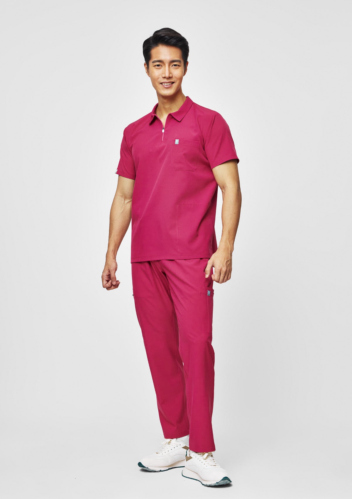 Zip-Up Polo MoveTech® Scrub Top - Men / Orchid Crush