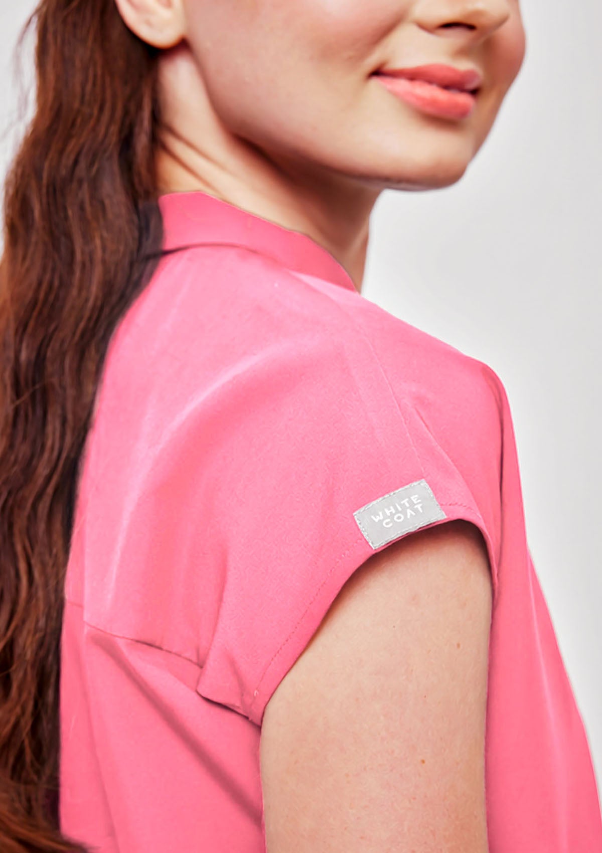 Zip-Up Polo MoveTech® Scrub Top - Women / Hyper Pink