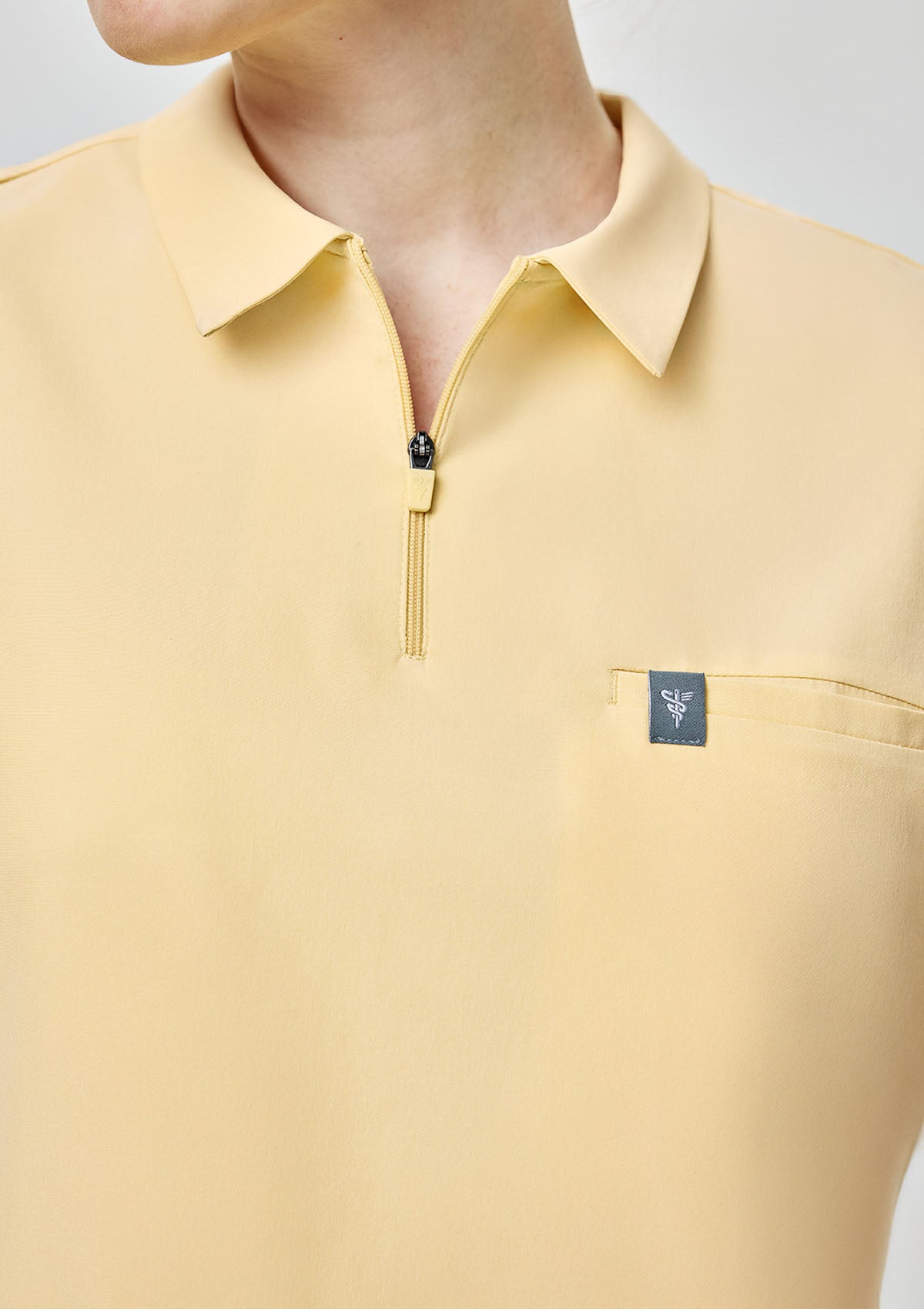 Zip-Up Polo MoveTech® Scrub Top - Women / Buttercream