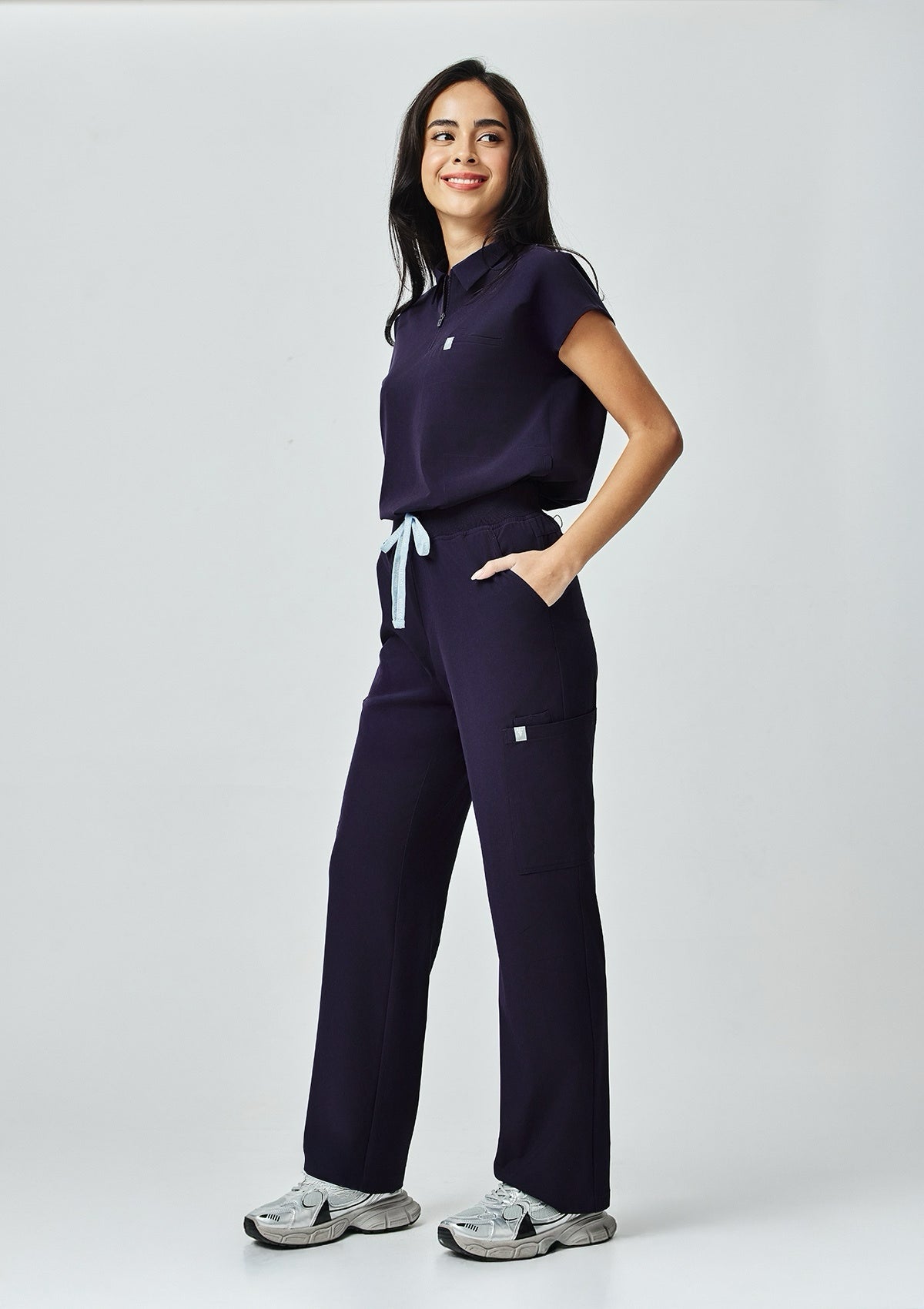 Ribbed Straight Cut MoveTech® Scrub Pants Core+ - Women / Midnight Purple
