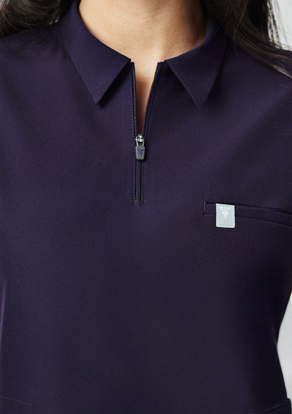 Zip-Up Polo MoveTech® Scrub Top - Women / Midnight Purple