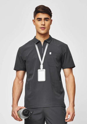 Zip-Up Polo MoveTech® Scrub Top - Men / Graphite