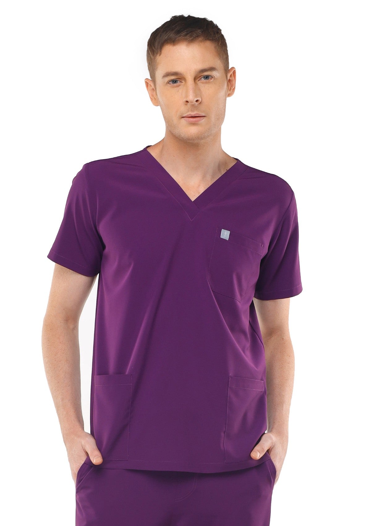 MoveTech® SCRUB SET SALE: 3-Pocket Top + Straight Cut Pants 2.0 - Men / Plum